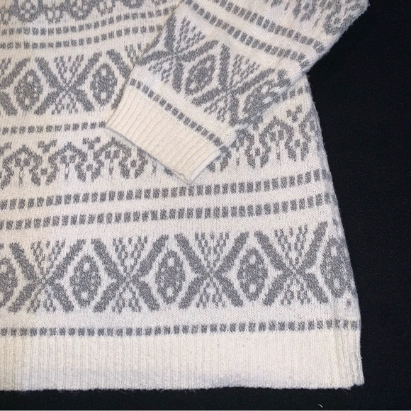 J. Jill Women’s Fair Isle Sweater Cream Gray Knit Pullover Nordic Style 2x - Picture 3 of 5